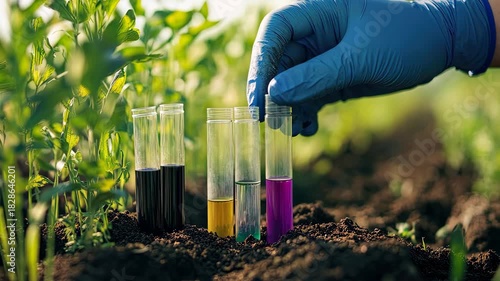 take soil samples for research. Selective focus. nature.