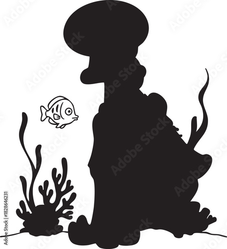 Black and white mushroom vector silhouette illustration art design logo icon