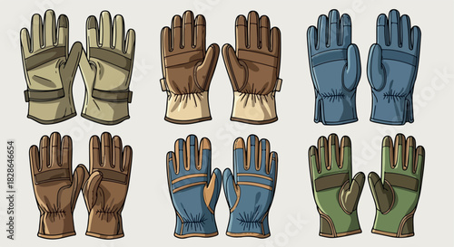 Pair of gloves in various colors