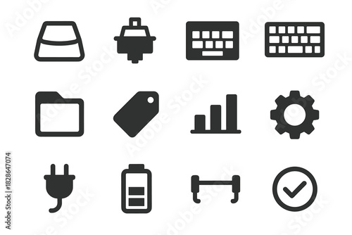 Keycap components plug icon gear battery checkmark vector keyboard icons folder stabilizer