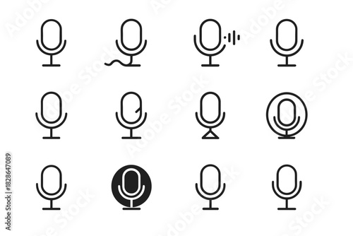 Outline base wave mic microphone spark cable icons icon vector dot minimal