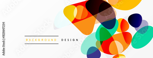 Abstract colorful shapes overlap, creating dynamic visual texture. Background design features vibrant hues, modern aesthetic.