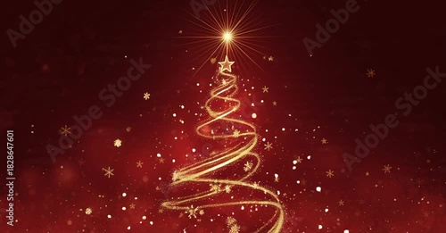 Sparkling gold Christmas tree trail creating holiday magic for festive ads and seasonal promotions with a warm, inviting glow