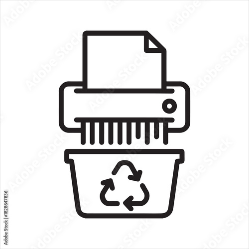 Paper shredder recycling outline vector