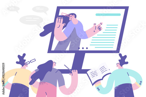 Online remote video conference and elearning concept