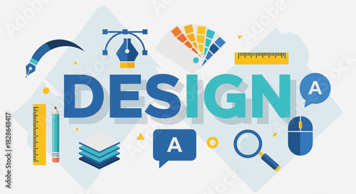 Creative design process with tools and elements for graphic designers and artists