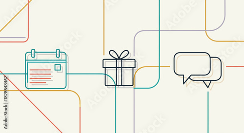 Stylized illustration depicting schedule management communication and giving concept