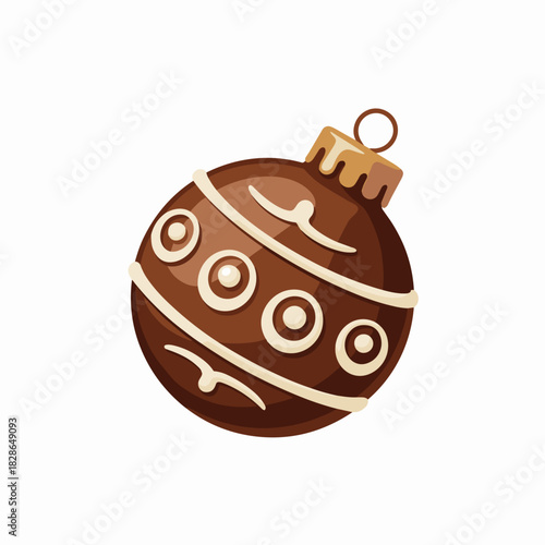 Glossy vector illustration of a rich chocolate candy shaped like an ornament – Perfect for upscale confectionery branding, holiday packaging, or festive dessert advertising.