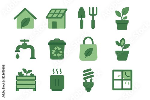 Vector energy living potted icon water tap leaf plant green purifier window