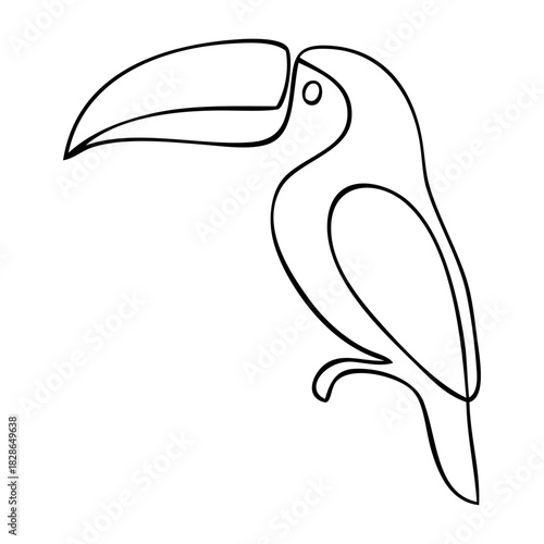 Dibujo de línea continua de tucán 