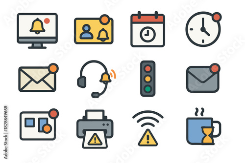 Alert vector notification task badge mail icon meeting office warning desktop icons
