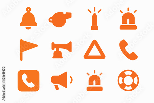 Call lifebuoy vector bell icon air loudspeaker beacon light flare emer