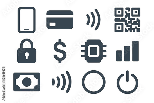 Sign icon icons nfc code chip vector digital symbol wallet qr smartphone