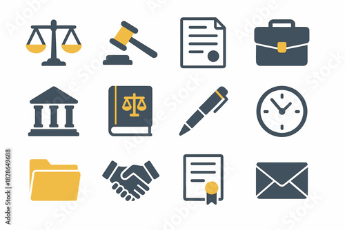 Document icon vector clock folder handshake law briefcase courthouse office pen envelope