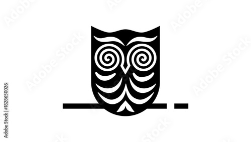 Cute Owl symbol, black isolated silhouette