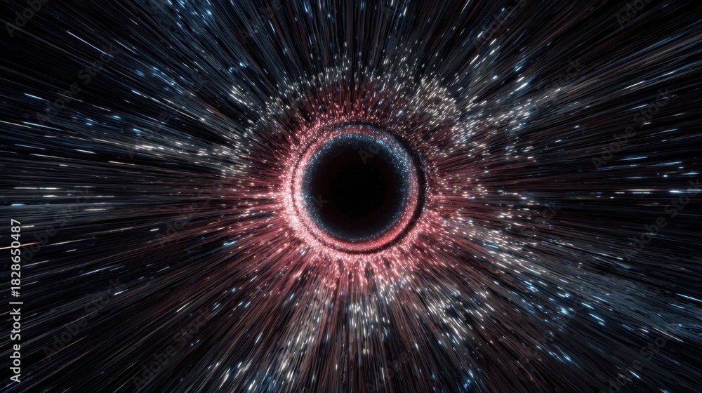 Obraz premium Abstract Black Hole in Space with Glowing Ring and Starburst Effect