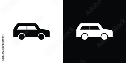 Car side view icons symbol for web and mobile filled vector isolated