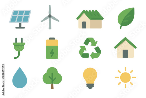 Vector solar icons collection panel drop symbol sun roof icon eco plug