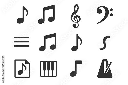 Minimalist key eighth note single wave line symbol music quarter vector icon