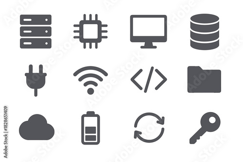 Database brackets cloud vector icon icons key signal computing code folder battery