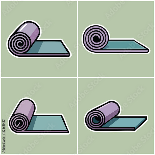 Rolled yoga mats with transparent background