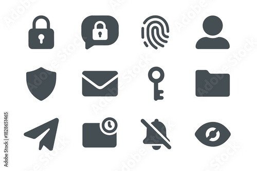 Key vector notification off icons lock envelope privacy messaging encryption fingerprint icon