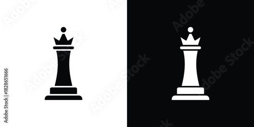 Chess queen icons symbol for web and mobile filled vector isolated