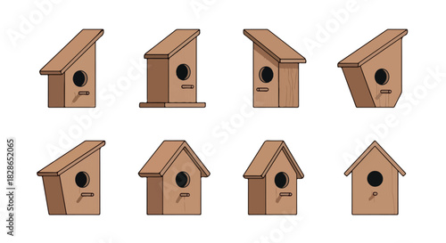 Birdhouses collection in brown color