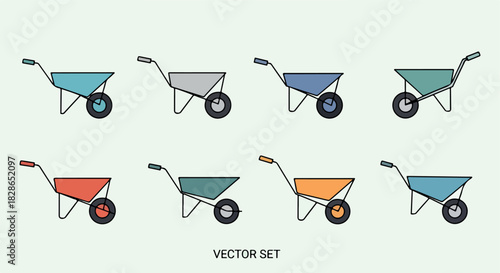 Wheelbarrows set in various colors