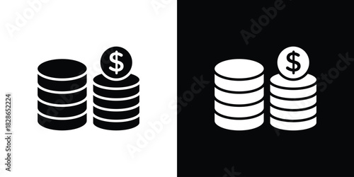 Coins icons symbol for web and mobile filled vector isolated