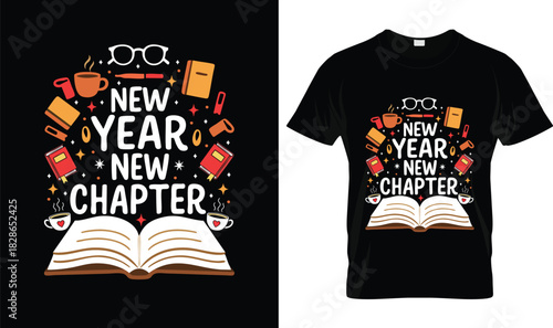 New Year New Chapter T-Shirt – Book Lover Reading Tee, Cute Literary New Year Gift, Librarian Reader Novel Quote Shirt for Bookworms