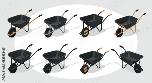 Wheelbarrows collection in various styles
