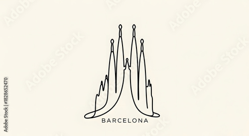 Barcelona Landmark Minimalist Line Art Icon
