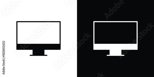 Computer screen icons symbol for web and mobile filled vector isolated