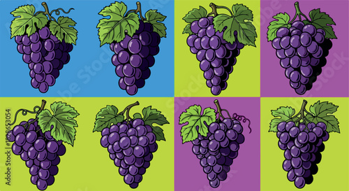 Purple grapes bunch with colorful backgrounds