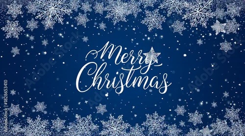 Watch the snowflakes dance in this mesmerizing Merry Christmas animation with a cool blue background for holiday cheer and festive spirit