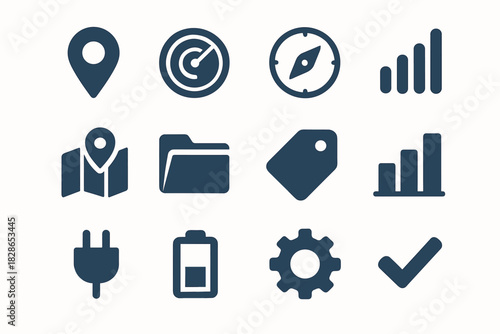 Chart plug icon icons tool geolocation battery folder signal pin checkmark radar