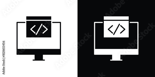 Display code icons symbol for web and mobile filled vector isolated