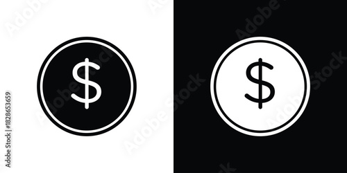 Dollar icons symbol for web and mobile filled vector isolated