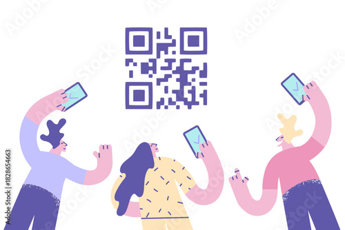 Scanning qr codes and technologies concept