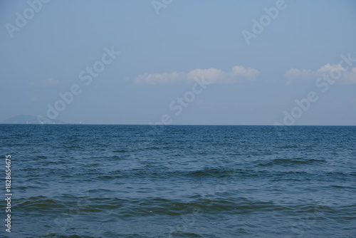 Calm Blue Sea with Clear Sky Horizon