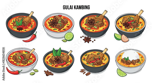 Gulai kambing Indonesian goat curry dish food