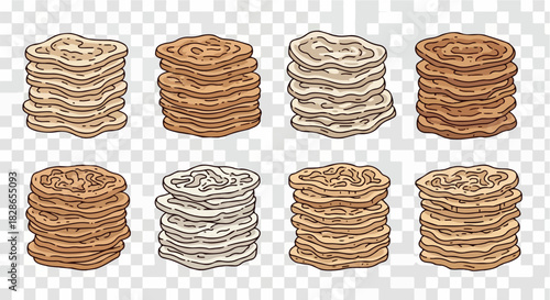 Stacked pancakes with transparent background