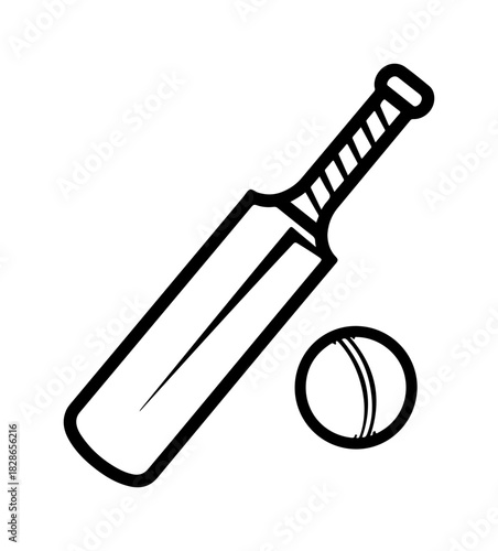 Dynamic cricket bat and ball, perfect for sports designs, teams, and tournaments