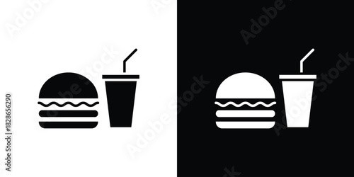 Hamburger soda icons symbol for web and mobile filled vector isolated