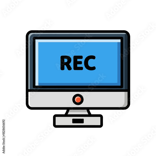 Computer Monitor Displaying Recording Indicator Light.