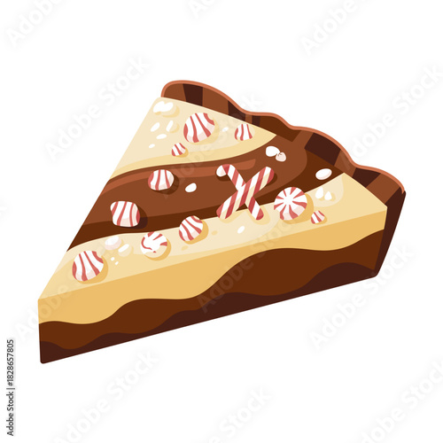 Peppermint bark slice vector showcasing layered confection detail – Great for food texture close-ups, holiday baking, or seasonal promotions.