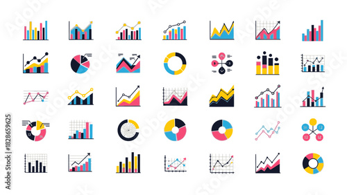Elevate your presentation with these engaging data chart graphics, perfect for showcasing business growth and insightful analytics, with a modern and clean style