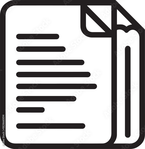 A black and white icon representing a document with torn edges and lines of text.