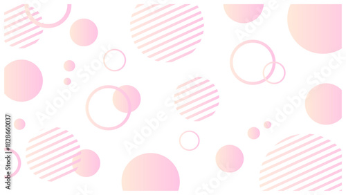 ポップな円のメンフィス背景 淡いピンク グラデーション